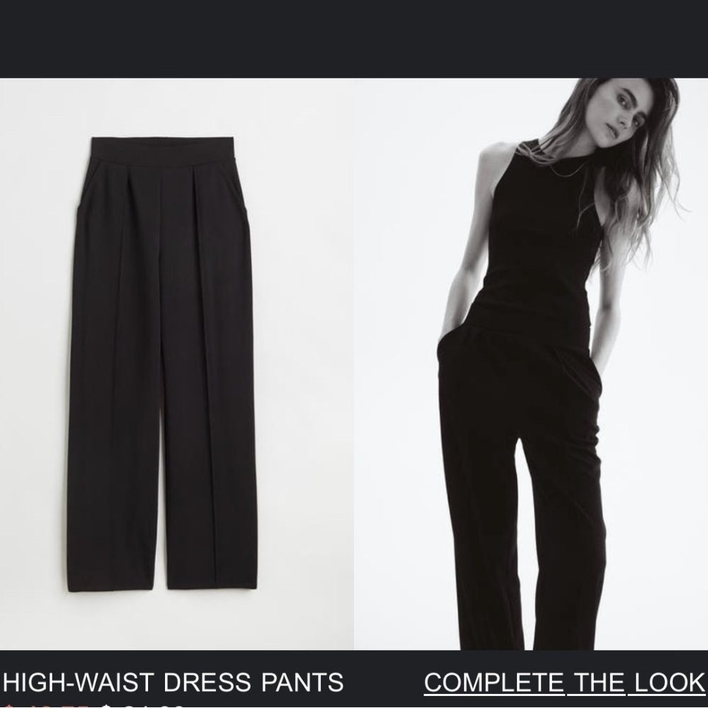 H&M Elegant Black High-Waist Pants